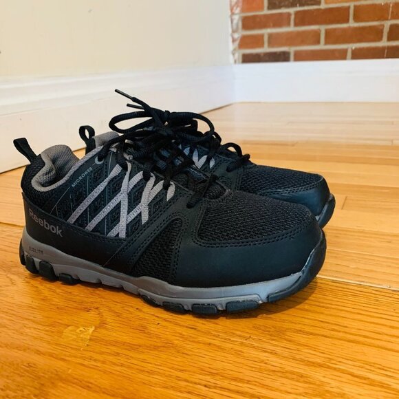 BRAND NEW  REEBOK MEN'S LEATHER WITH MICROWEB ATHLETIC OXFORDS - STEEL TOE - Picture 2 of 11